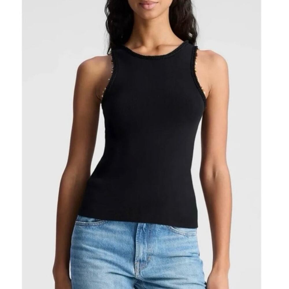 NWOT A.L.C. Nelly Beaded Top in Black in Black SZ XS